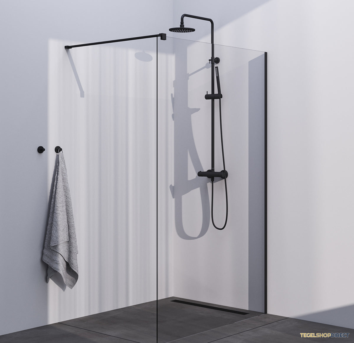 BRAUER Season inloopdouche model C helder glas 130x200 incl. glascoating mat zwart – afbeelding 2
