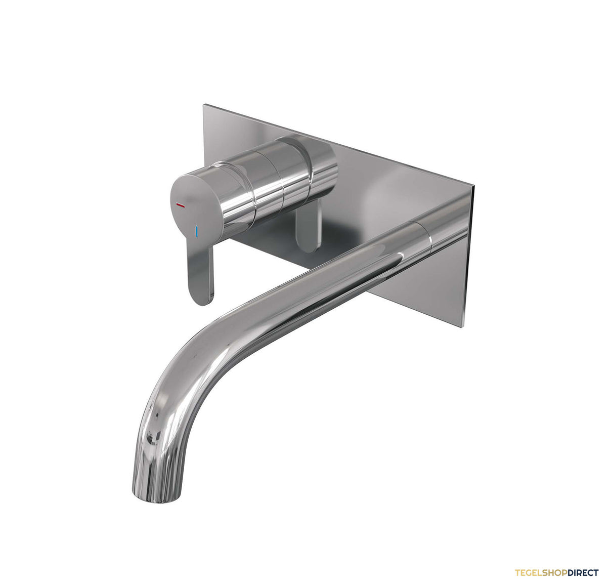 Inbouw Wastafelmengkraan Brauer Chrome Edition Coldstart Gebogen Uitloop Korte Platte Hendel Links Chroom Met Afdekplaat