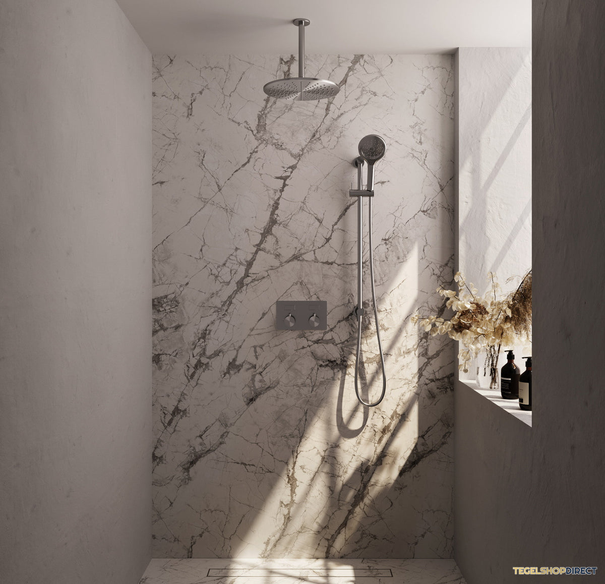 Thermostatische Inbouw Regendouche Brauer Brushed Edition Met Drukknoppen SET 72 Met 30 cm Douchekop En Plafondarm En 3-Standen Handdouche En Doucheslang En Geintegreerde Glijstang RVS – afbeelding 2