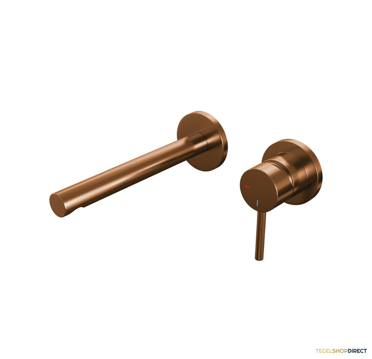 Inbouw Wastafelmengkraan Brauer Copper Edition Coldstart Rechte Uitloop Ronde Hendel Rechts Geborsteld Koper PVD Met Rozetten