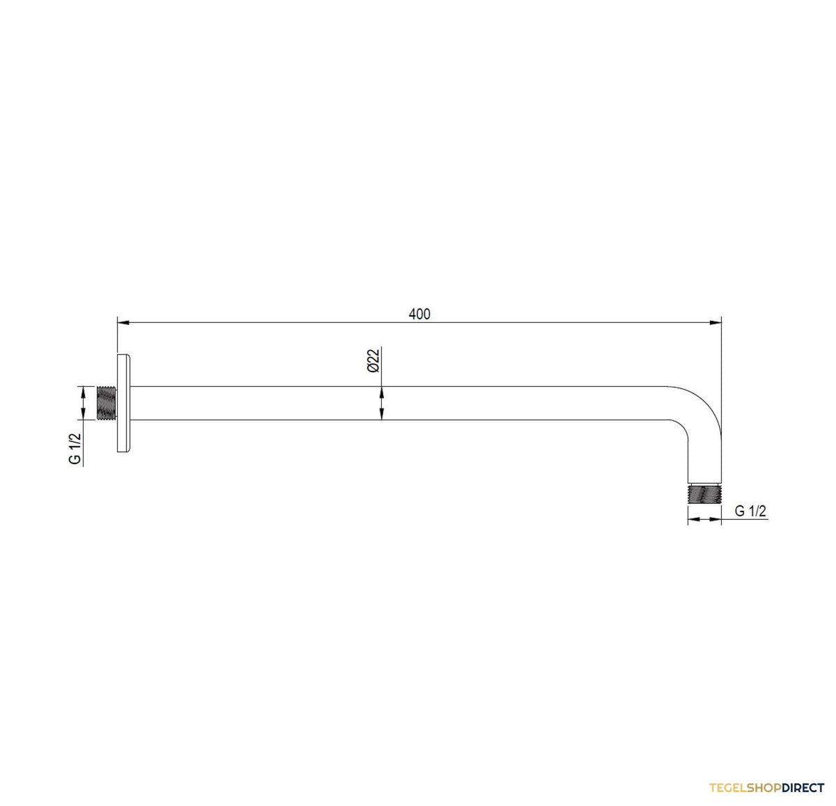 Wandarm Brauer Gold Edition Gebogen 40 cm Geborsteld Goud – afbeelding 2