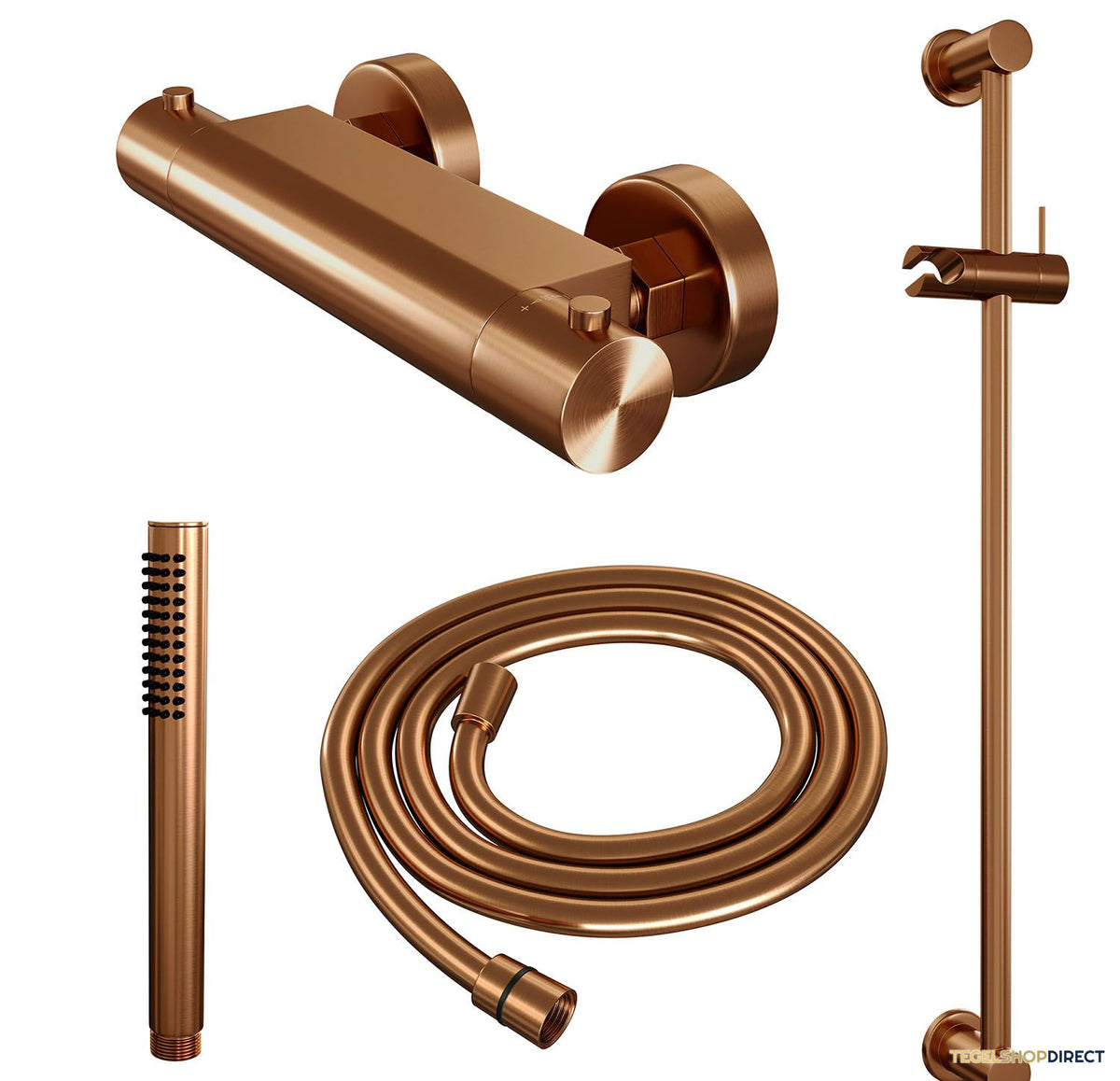 Douchekraanset Brauer Copper Edition Opbouw Met Glijstang En Staafhanddouche Geborsteld Koper – afbeelding 3
