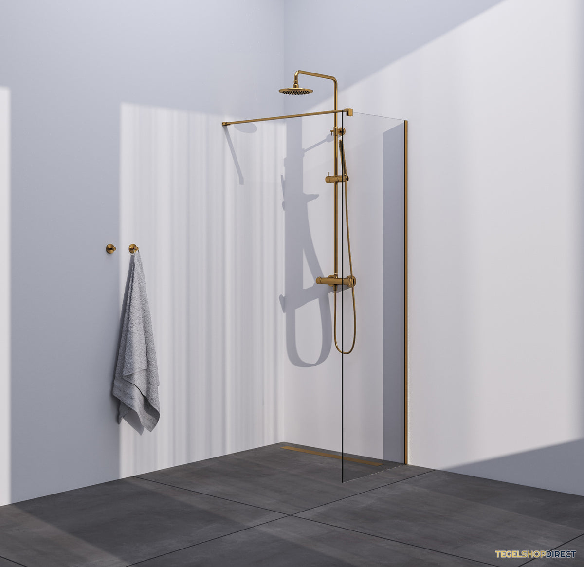 BRAUER Season inloopdouche model C helder glas 70x200 incl. glascoating goud geborsteld – afbeelding 2