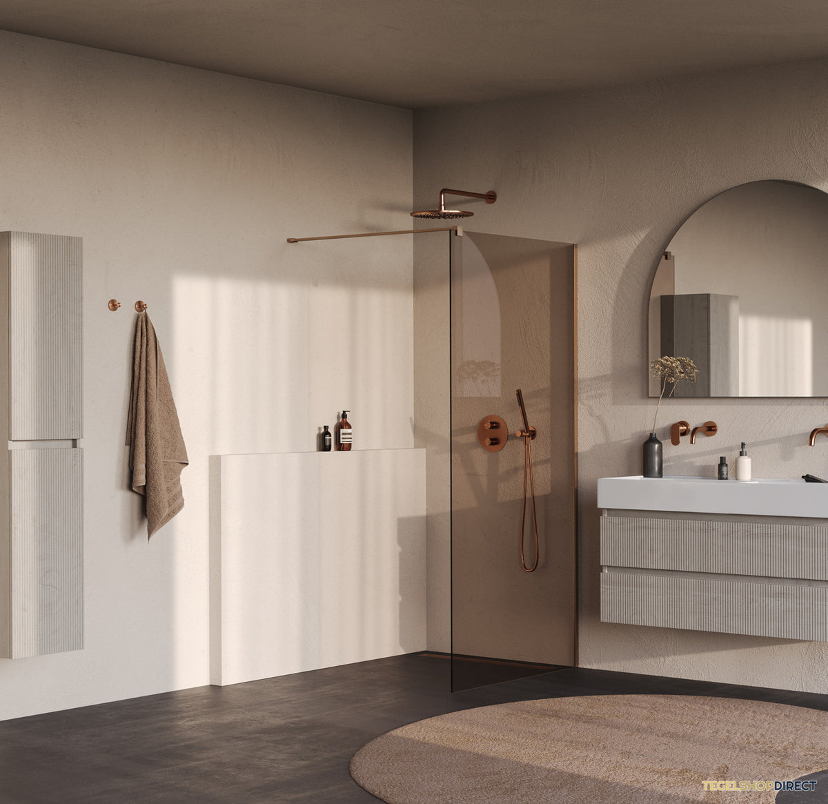 BRAUER Oblivion inloopdouche brons glas 90x200 incl. glascoating PVD koper geborsteld – afbeelding 2