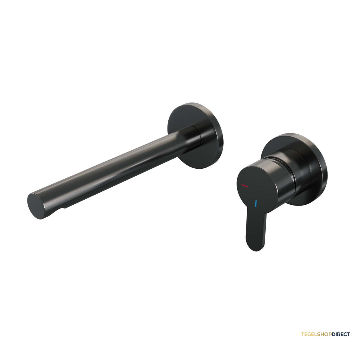 Inbouw Wastafelmengkraan Brauer Gunmetal Edition Coldstart Rechte Uitloop Korte Platte Hendel Rechts Geborsteld Gunmetal PVD Met Rozetten