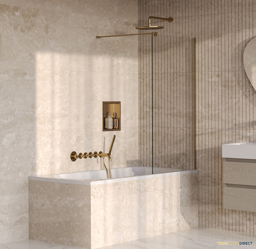 BRAUER Oblivion Badwand 80x140 Helder Glas Incl. Glascoating PVD Goud Geborsteld