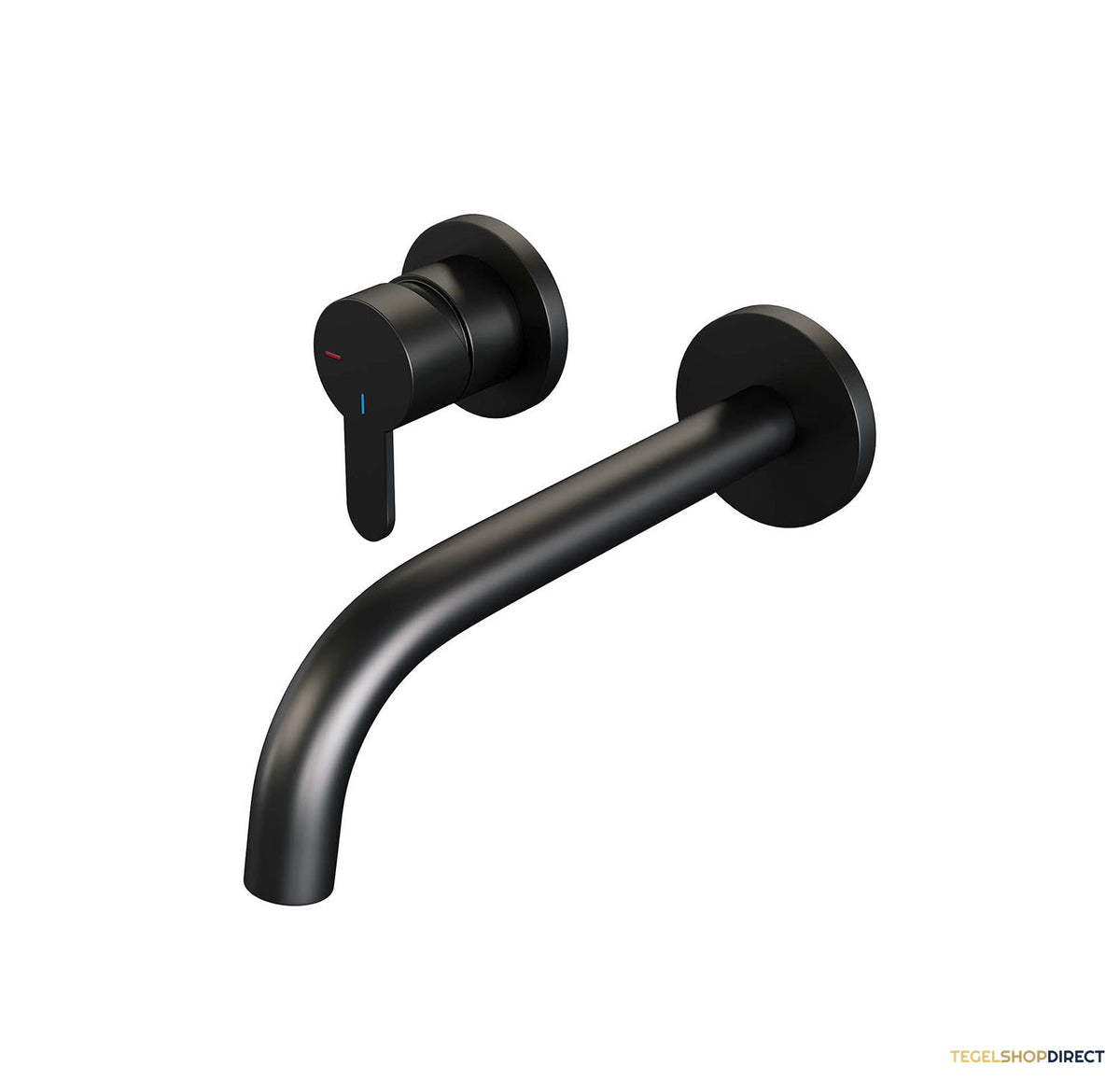 Inbouw Wastafelmengkraan Brauer Black Edition Coldstart Gebogen Uitloop Korte Platte Hendel Links Mat Zwart Met Rozetten