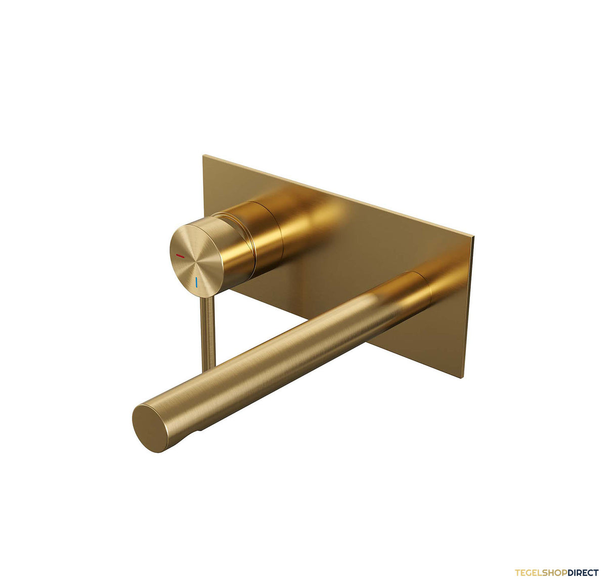 Inbouw Wastafelmengkraan Brauer Gold Edition Coldstart Rechte Uitloop Ronde Hendel Links Geborsteld Goud PVD Met Afdekplaat