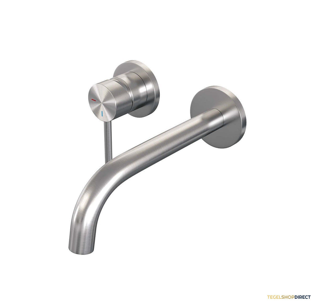 Inbouw Wastafelmengkraan Brauer Brushed Edition Coldstart Gebogen Uitloop Ronde Hendel Links Geborsteld RVS PVD Met Rozetten