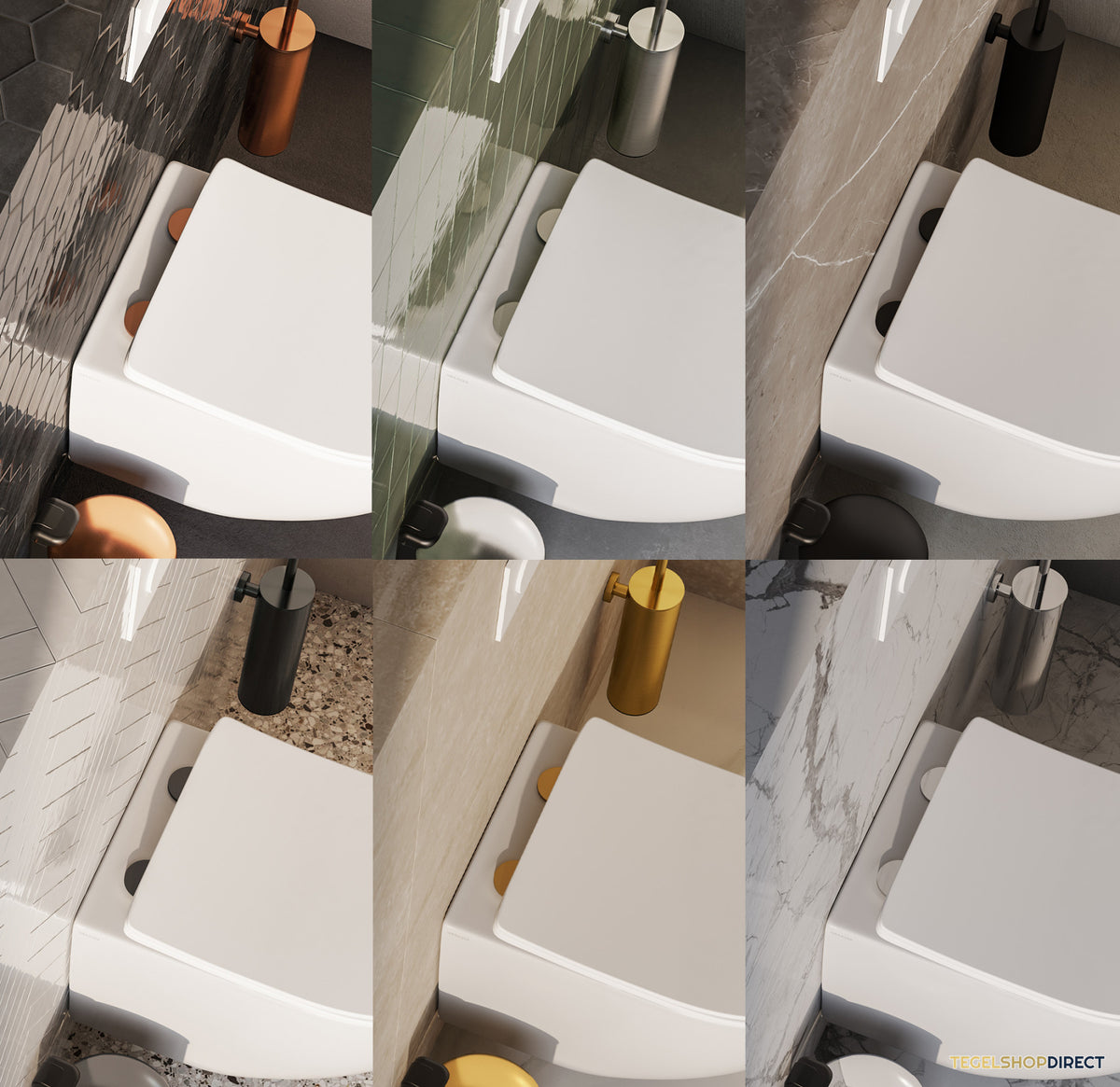 Wandcloset BRAUER Tornado Keramiek Hoogglans Wit Inc. Gekleurde Rozetten – afbeelding 2