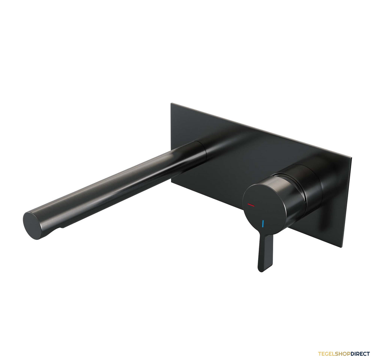 Inbouw Wastafelmengkraan Brauer Gunmetal Edition Coldstart Rechte Uitloop Halfronde Hendel Rechts Geborsteld Gunmetal PVD Met Afdekplaat