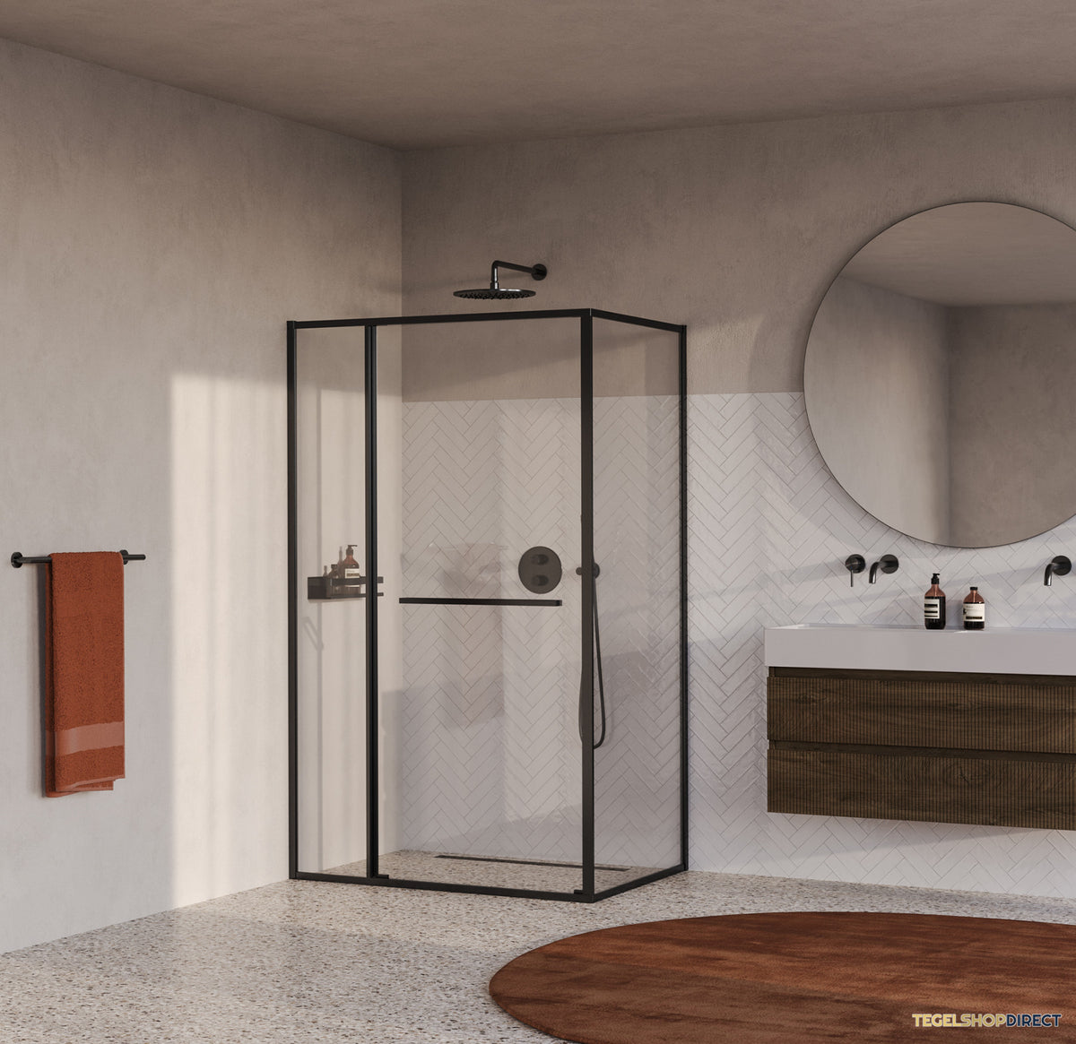 BRAUER Luminis Douchecabine 3-Delig Naar Binnen Draaiend 120x90x200 Omkeerbaar Helder Glas Incl. Glascoating PVD Gunmetal Geborsteld – afbeelding 2