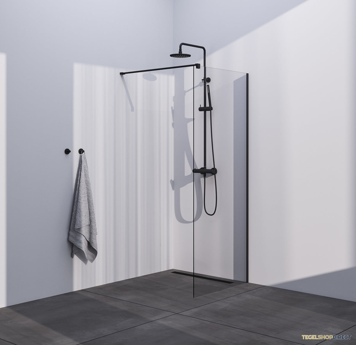 BRAUER Season inloopdouche model C helder glas 90x200 incl. glascoating mat zwart – afbeelding 2