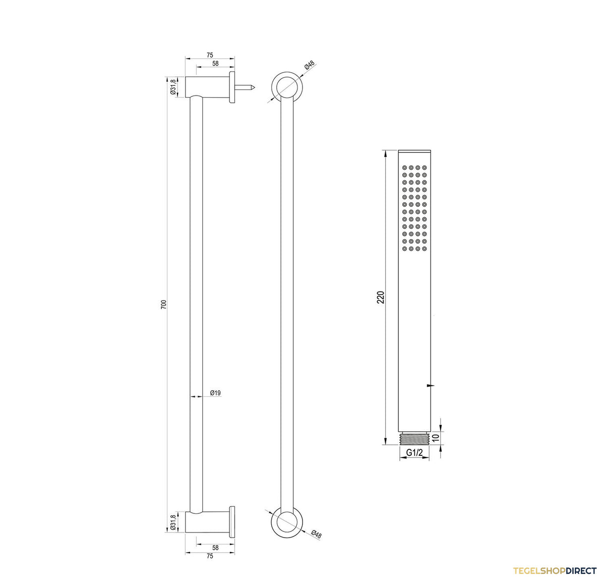 Douchekraan Opbouw Brauer Carving Met Glijstang Chroom (Keuze Handdouche) – afbeelding 9