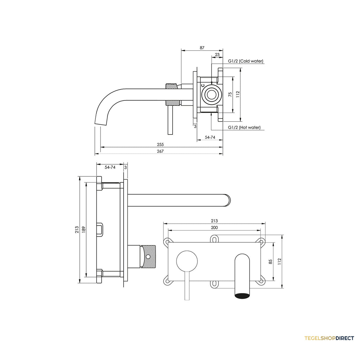 Inbouw Wastafelmengkraan Brauer Copper Carving Coldstart Gebogen Uitloop Ronde Hendel Links Geborsteld Koper PVD Met Afdekplaat – afbeelding 4