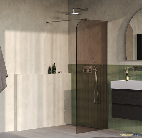 BRAUER Orion inloopdouche brons glas 100x200 incl. glascoating Geborsteld RVS PVD