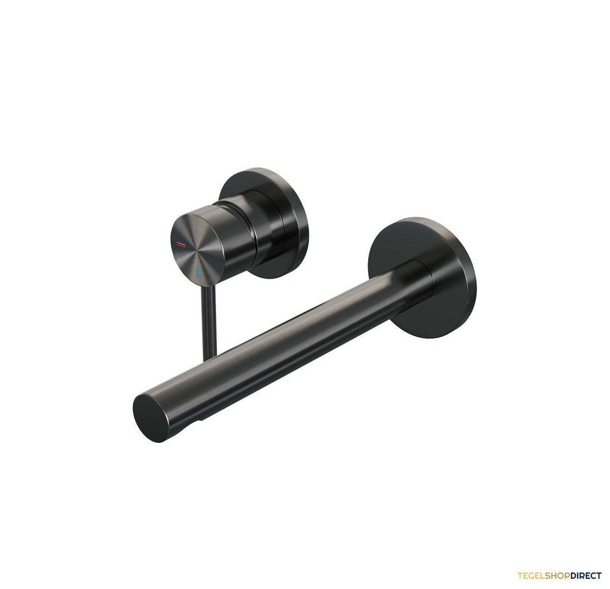 Inbouw Wastafelmengkraan Brauer Gunmetal Edition Coldstart Rechte Uitloop Ronde Hendel Links Geborsteld Gunmetal PVD Met Rozetten