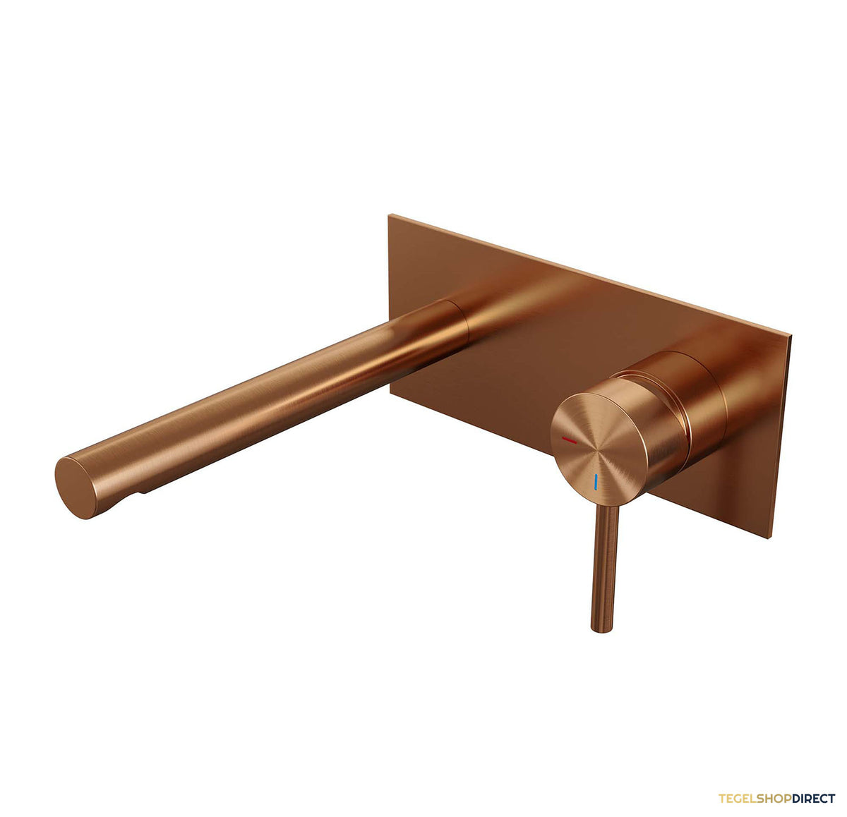 Inbouw Wastafelmengkraan Brauer Copper Edition Coldstart Rechte Uitloop Ronde Hendel Rechts Geborsteld Koper PVD Met Afdekplaat