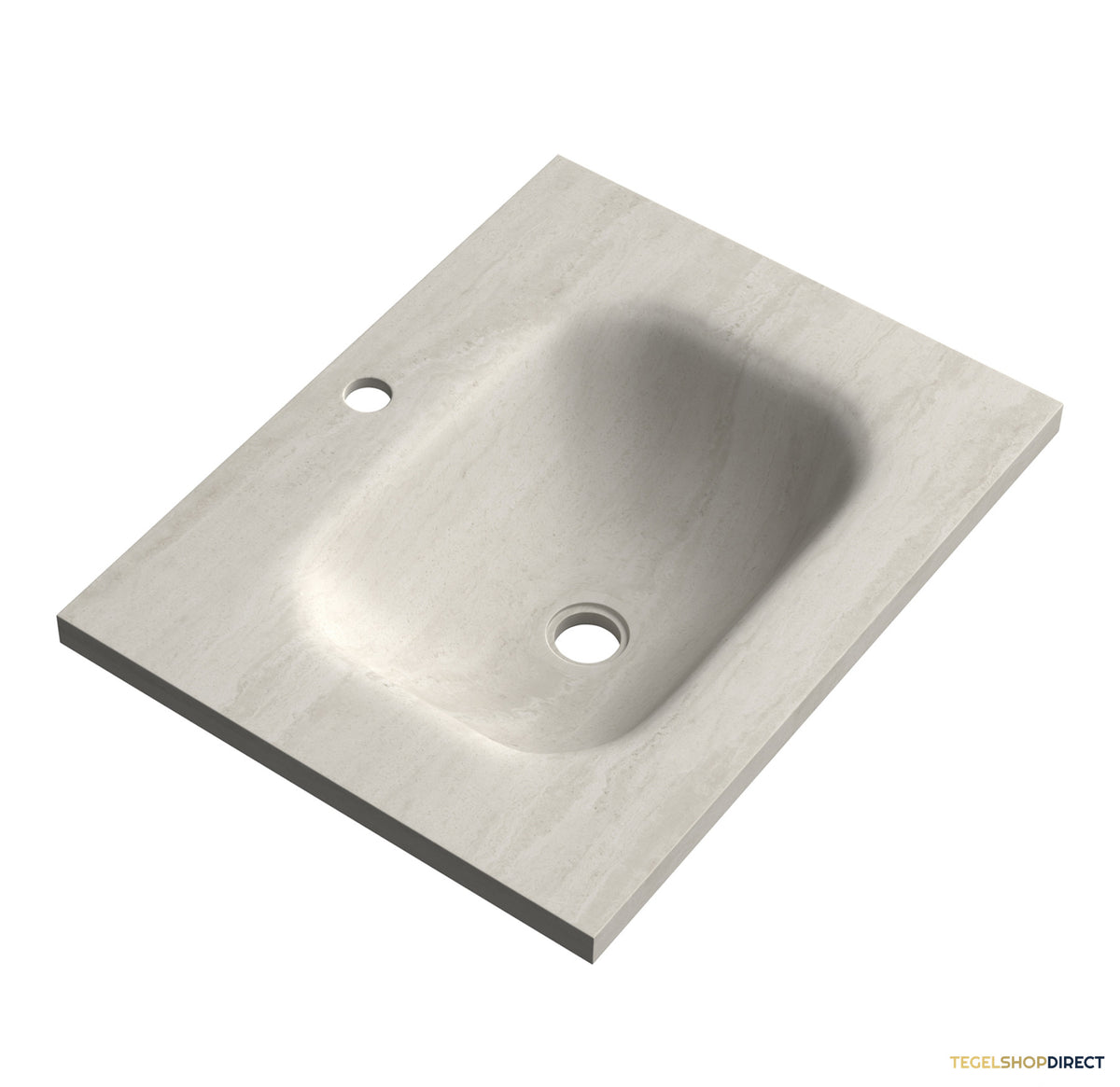 BRAUER Dune Medium wastafel 60 cm met 1 wasbak en 1 kraangat Sintered Stone Ivory Travertin – afbeelding 4