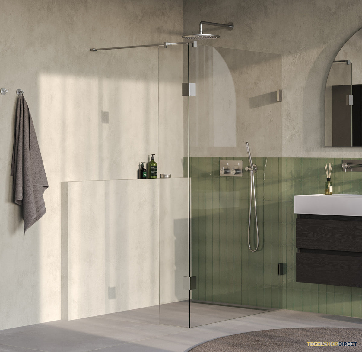 BRAUER Void inloopdouche helder glas 120x200 met 40 zijwand incl. glascoating PVD RVS-kleurig geborsteld