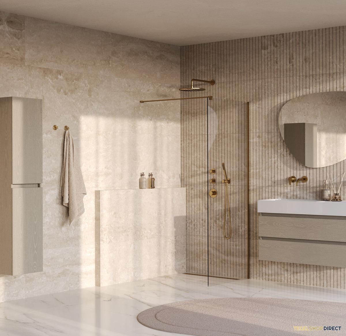 BRAUER Oblivion inloopdouche helder glas 70x200 incl. glascoating PVD goud geborsteld – afbeelding 2