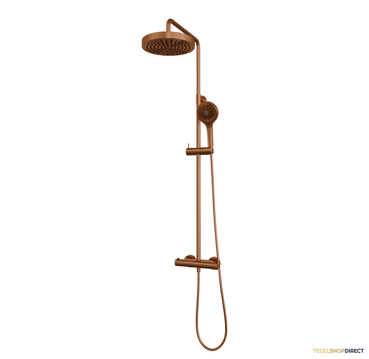 Brauer Stripe opbouw thermostatische regendouche SET 02 met 25 cm hoofddouche en 3-standen handdouche en doucheslang koper geborsteld PVD – afbeelding 3