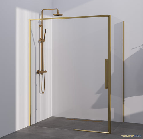 BRAUER Season douchecabine model B met schuifdeur helder glas 140x90x200 omkeerbaar incl. glascoating Season-Goud