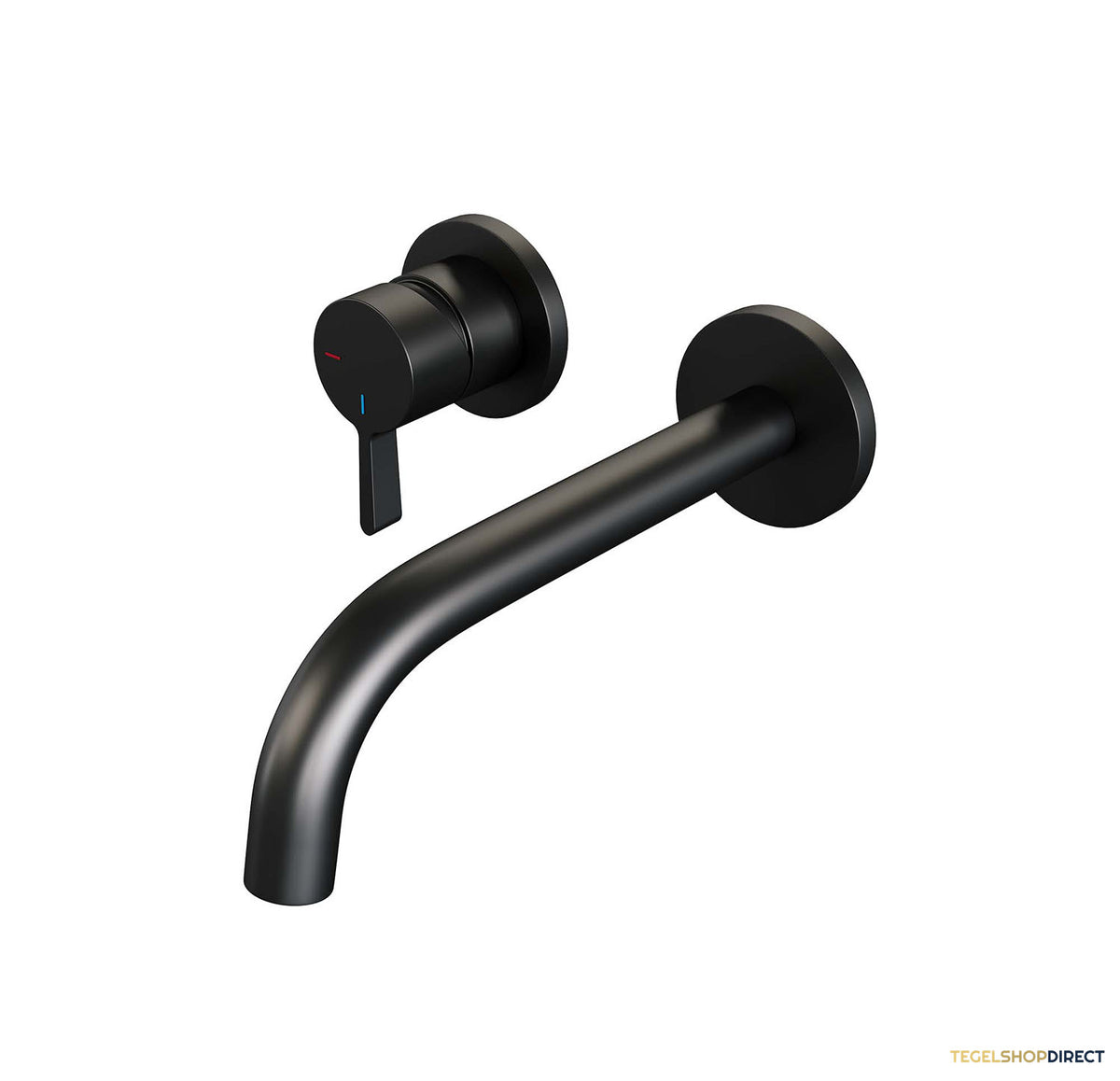 Inbouw Wastafelmengkraan Brauer Black Edition Coldstart Gebogen Uitloop Halfronde Hendel Links Mat Zwart Met Rozetten