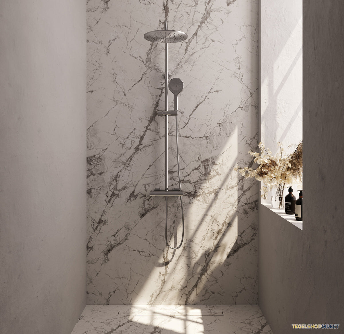 Regendouche Brauer Brushed Showerpipe Met Thermostaat 30cm 3 Standen Geborsteld RVS – afbeelding 2