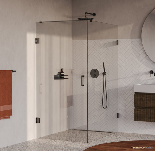 BRAUER Void douchecabine met draaideur helder glas 100x140x200 incl. glascoating PVD gunmetal geborsteld