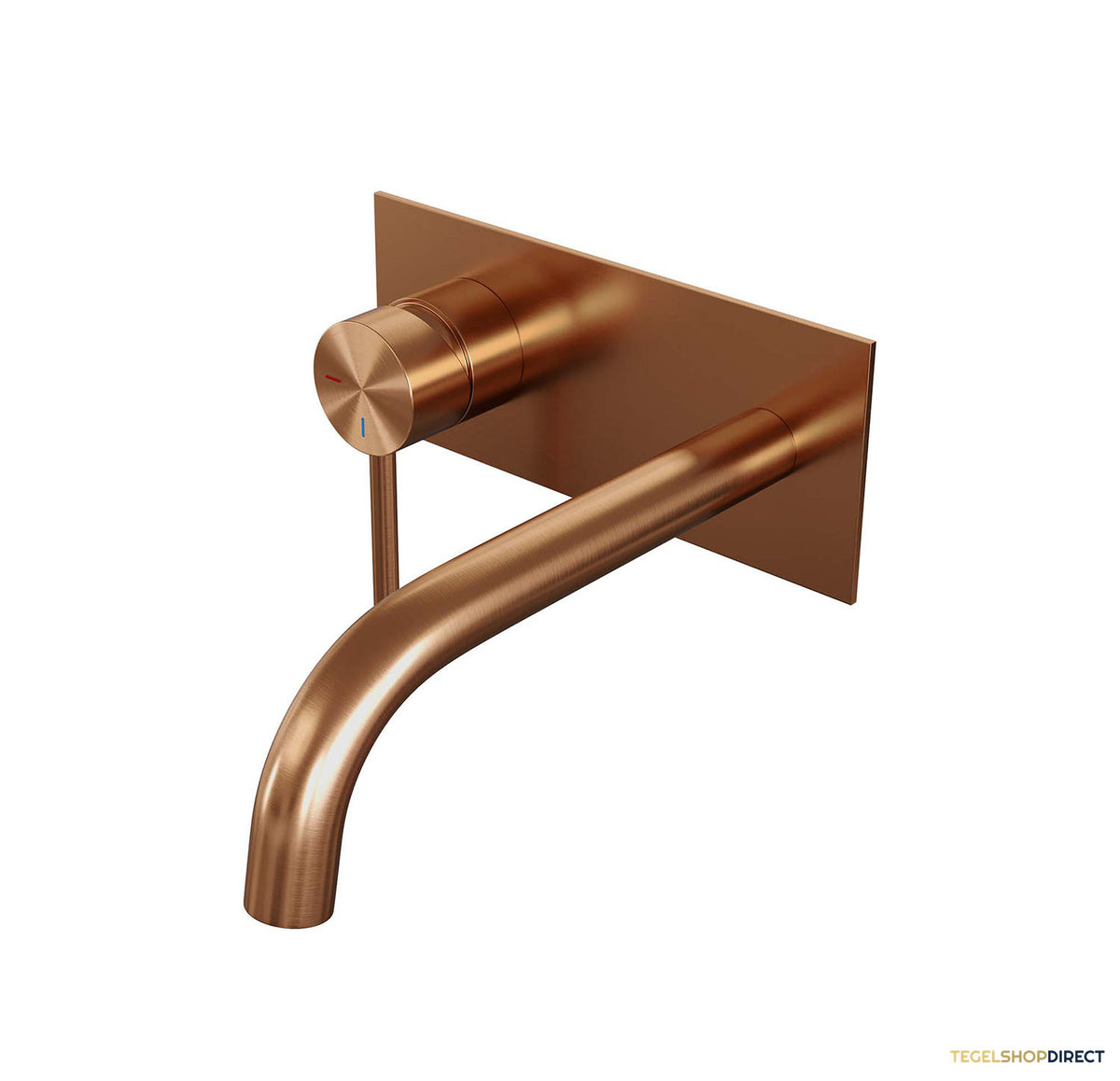 Inbouw Wastafelmengkraan Brauer Copper Edition Coldstart Gebogen Uitloop Ronde Hendel Links Geborsteld Koper PVD Met Afdekplaat