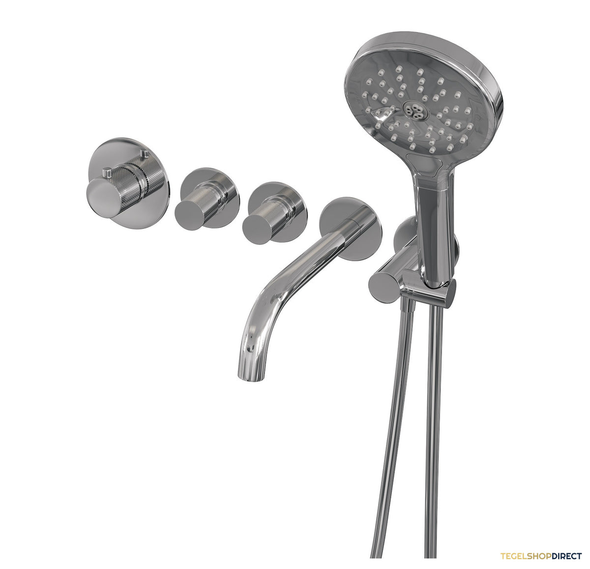 Inbouwthermostaat set Brauer Carving Met Rozetten Incl Baduitloop Chroom (Keuze Handdouche) – afbeelding 5