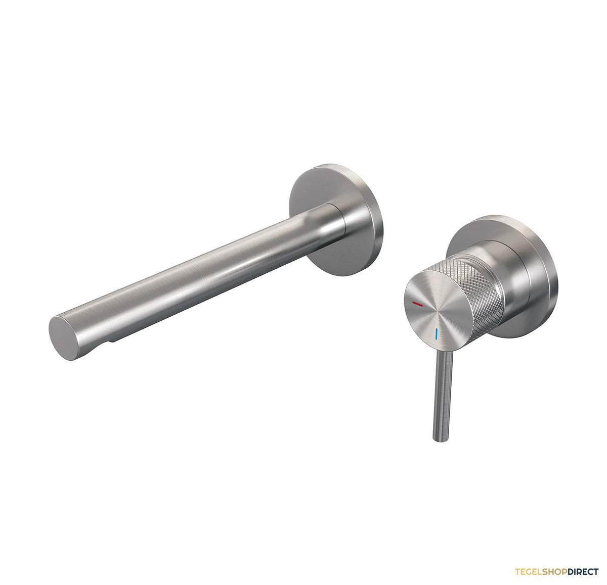 Inbouw Wastafelmengkraan Brauer Brushed Carving Coldstart Rechte Uitloop Ronde Hendel Rechts Geborsteld RVS PVD Met Afdekplaat