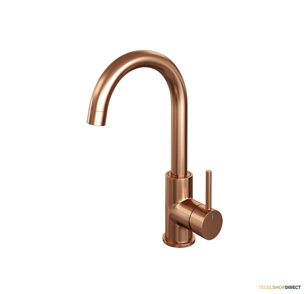 Wastafelmengkraan Brauer Copper Edition Coldstart Opbouw Hoog Gebogen Ronde Hendel Geborsteld Koper PVD