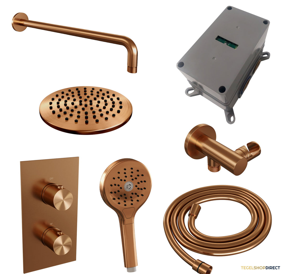 Inbouw Regendouche Set Brauer Copper Edition Wanduitloop Ronde Hoofddouche 20 cm Met Handdouche 3 Standen Koper – afbeelding 10