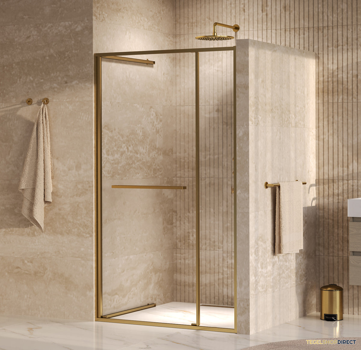 BRAUER Luminis Nisdeur 2-Delig Naar Binnen Draaiend 120x200 Omkeerbaar Helder Glas Incl. Glascoating PVD Goud Geborsteld