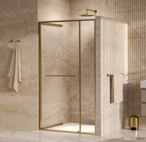 BRAUER Luminis Nisdeur 2-Delig Naar Binnen Draaiend 120x200 Omkeerbaar Helder Glas Incl. Glascoating PVD Goud Geborsteld
