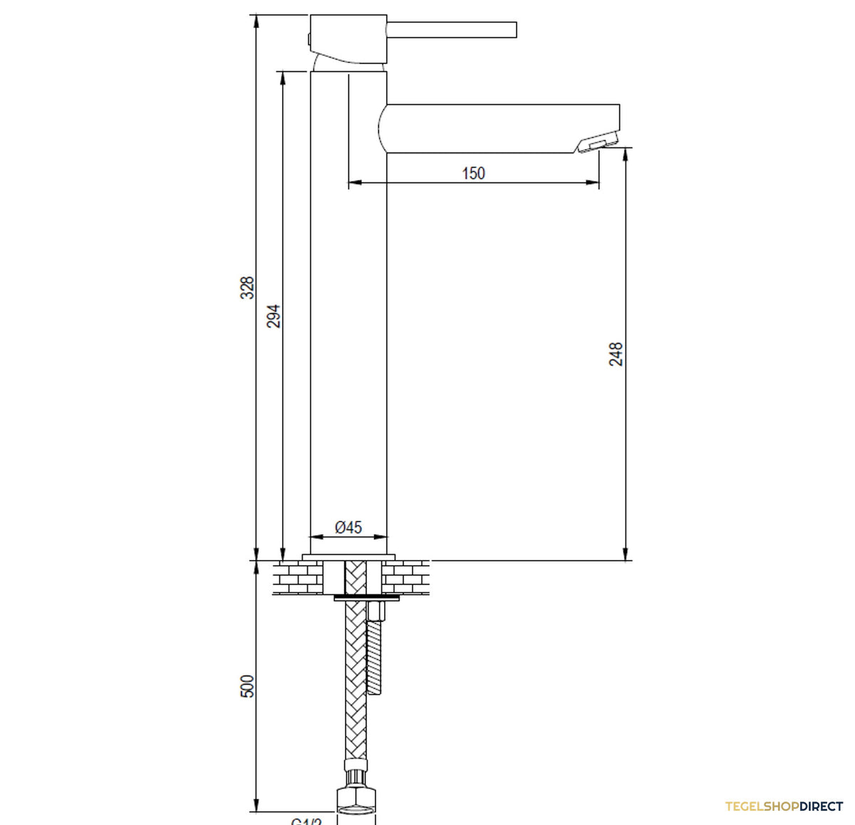 Wastafelmengkraan Brauer Gold Edition Coldstart Opbouw Hoog Halfronde Hendel Geborsteld Goud PVD – afbeelding 2