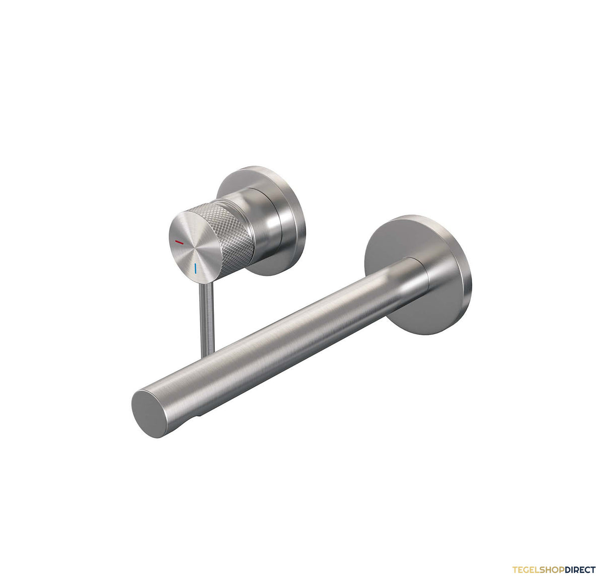 Inbouw Wastafelmengkraan Brauer Brushed Carving Coldstart Rechte Uitloop Ronde Hendel Links Geborsteld RVS PVD Met Rozetten