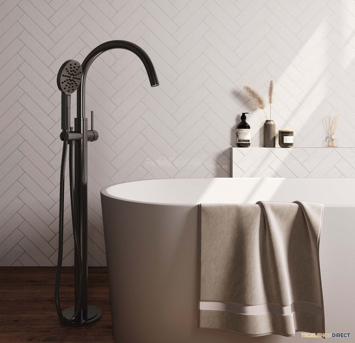 Badkraan Vrijstaand Brauer Gunmetal Edition met Handdouche 3-Standen Geborsteld Gunmetal – afbeelding 2