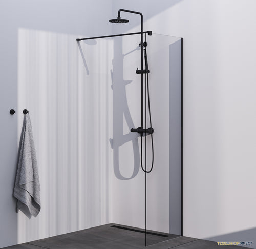BRAUER Season inloopdouche model C helder glas 60x200 incl. glascoating mat zwart