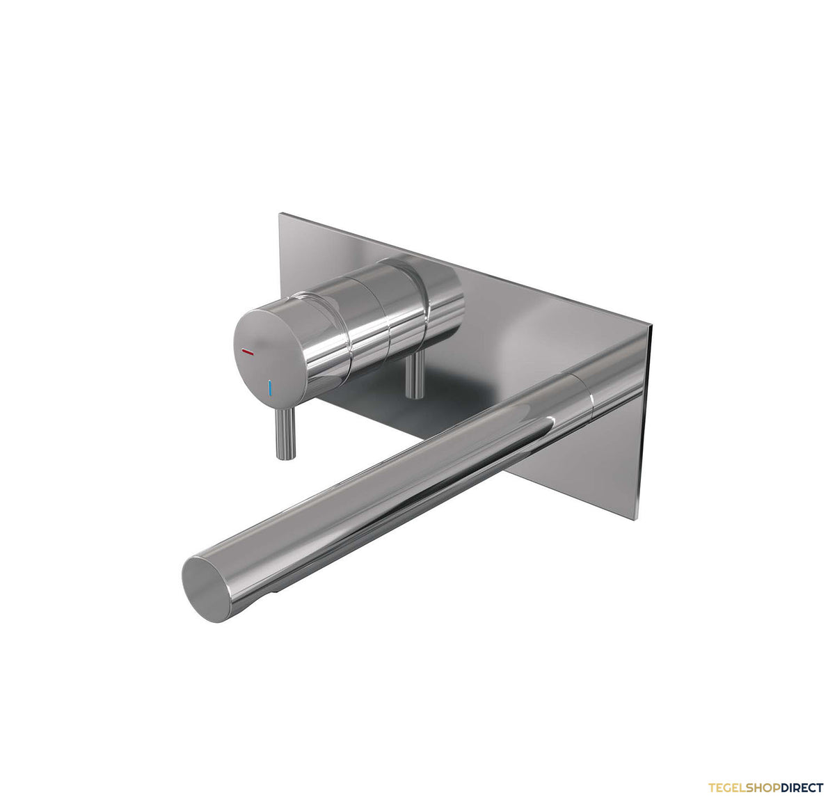 Inbouw Wastafelmengkraan Brauer Chrome Edition Coldstart Rechte Uitloop Korte Ronde Hendel Links Chroom Met Afdekplaat