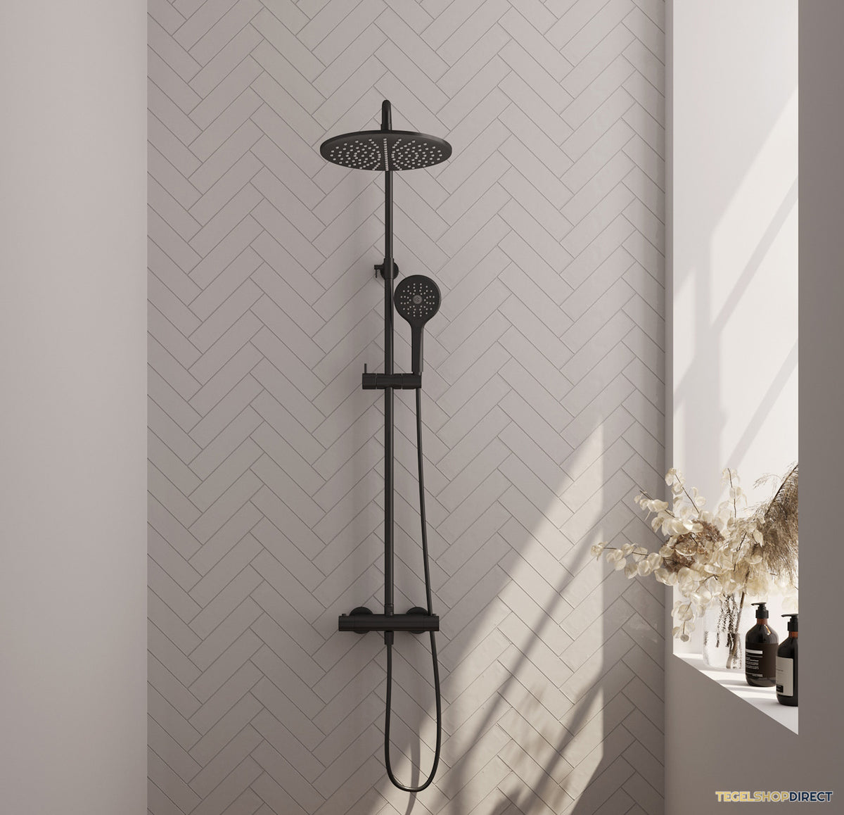 Opbouw Regendoucheset Brauer Black Edition Thermostatisch Mat Zwart (Alle Opties) – afbeelding 2