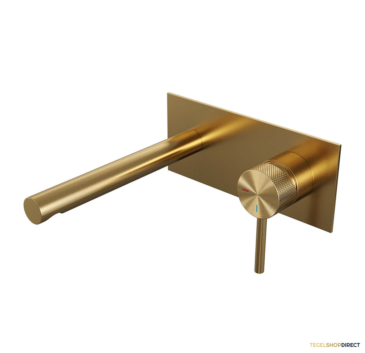 Inbouw Wastafelmengkraan Brauer Gold Carving Coldstart Rechte Uitloop Ronde Hendel Rechts Geborsteld Goud PVD Met Afdekplaat