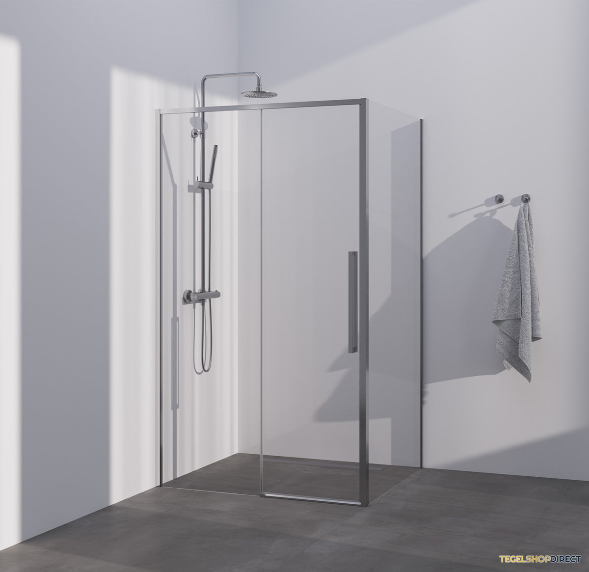 BRAUER Season douchecabine model B met schuifdeur helder glas 120x100x200 omkeerbaar incl. glascoating Season-RVS-kleurig – afbeelding 2