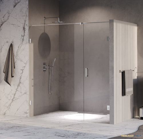 BRAUER Void nisdeur 2-delig helder glas 190x200 omkeerbaar met draaideur 70 aan muur incl. glascoating chroom