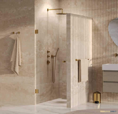 BRAUER Void Carving nisdeur helder glas 70x200 omkeerbaar incl. glascoating PVD goud geborsteld