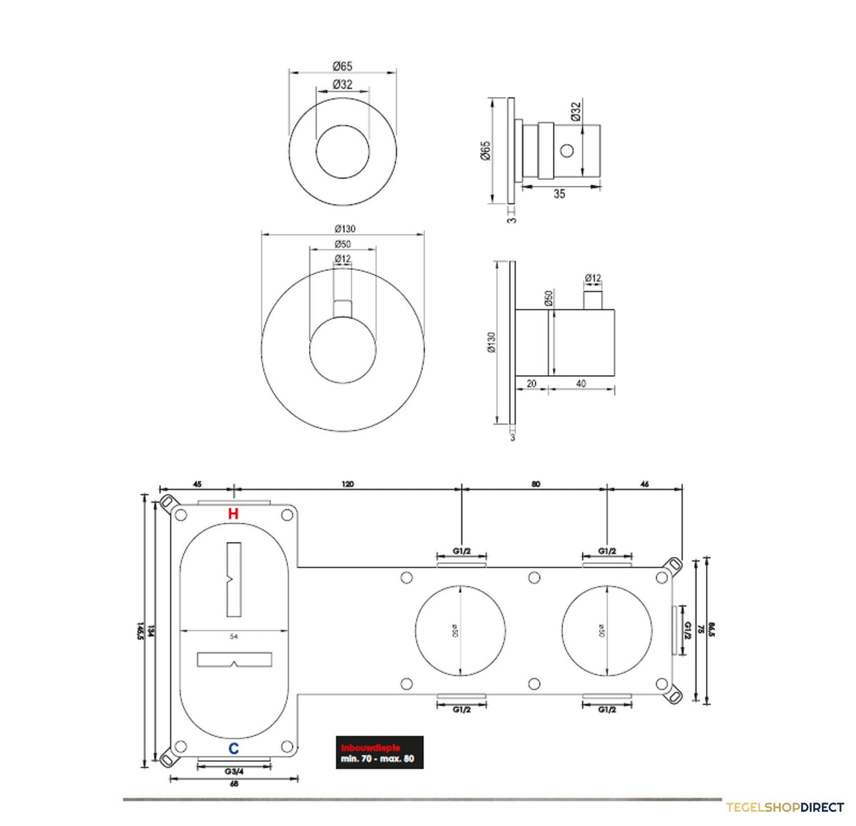 Inbouwthermostaatset Brauer Chrome Incl Baduitloop en 3 Standen Handdouche Chroom – afbeelding 8