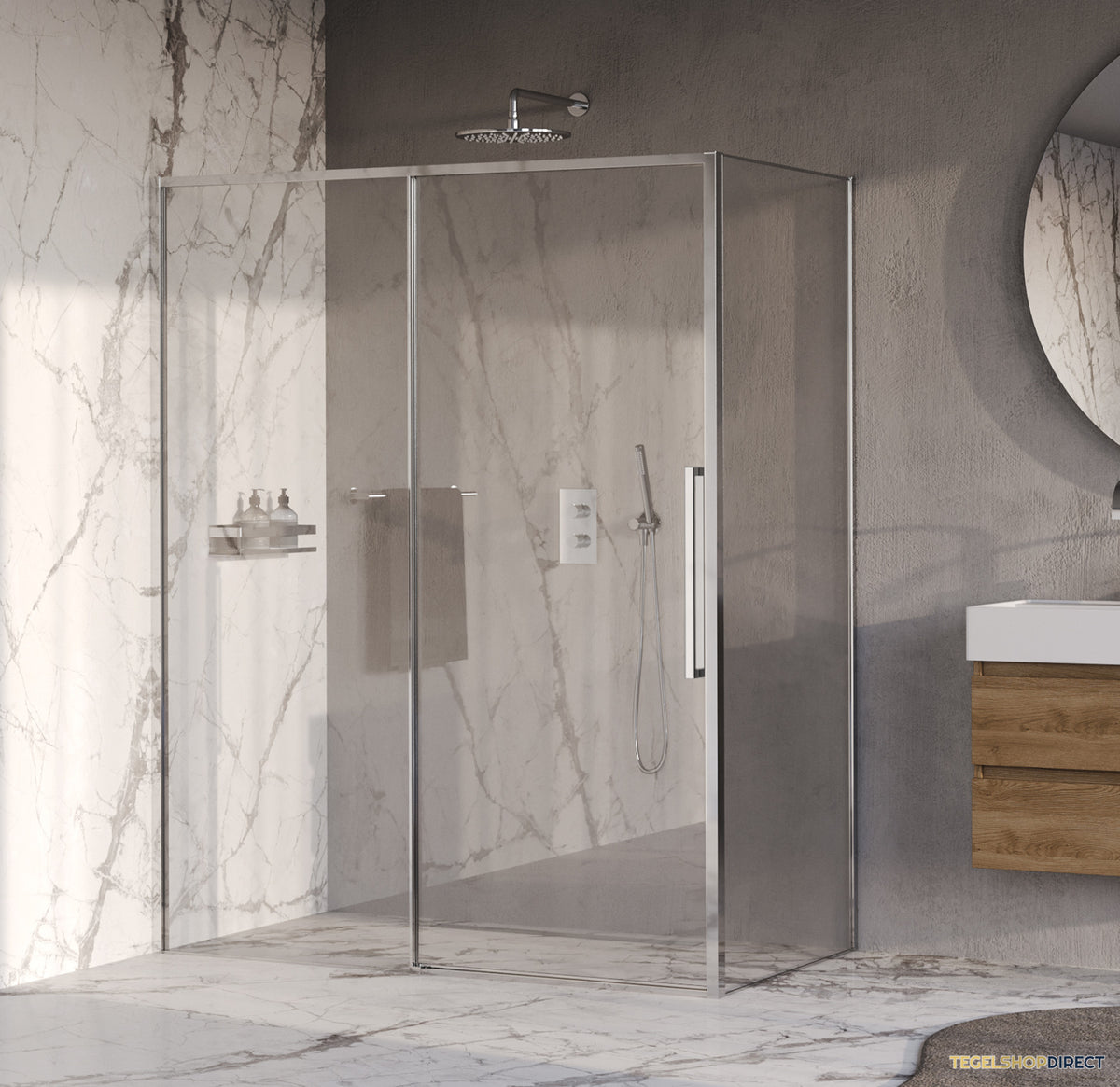BRAUER Galactic Douchecabine Met Schuifdeur 160x90x200 Omkeerbaar Helder Glas Incl. Glascoating Chroom