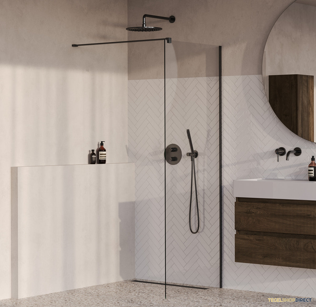 BRAUER Oblivion inloopdouche helder glas 70x200 incl. glascoating PVD gunmetal geborsteld